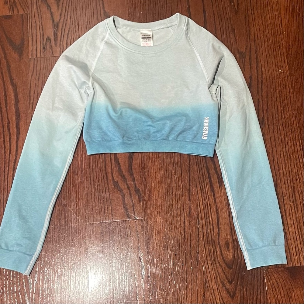Gymshark Light Blue Ombre Seamless Long Sleeve Crop Top